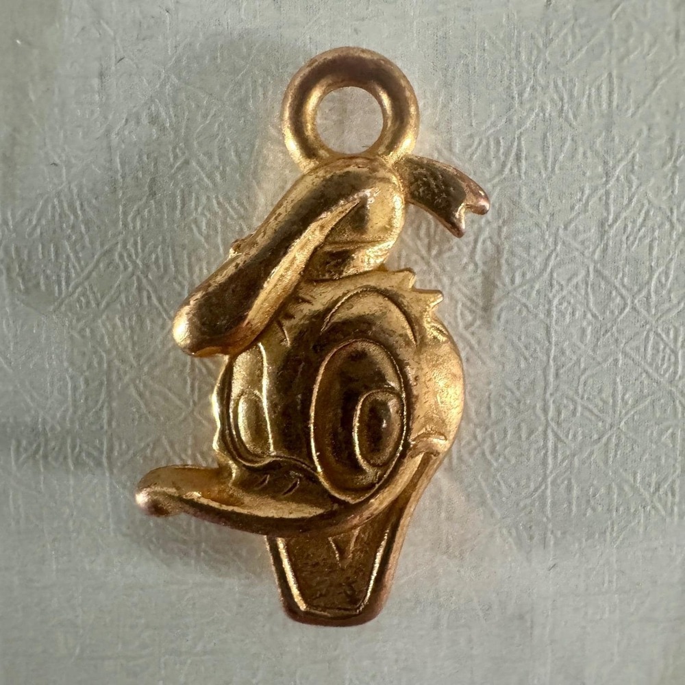 Vintage 1940s Donald Duck Charm Pendant Gold Tone Disney Character Jewelry